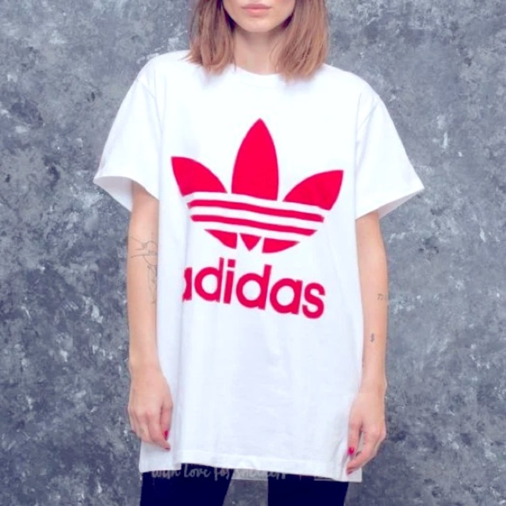 Adidas Originals White T-Shirt with Red Trefoil Logo - Picture 5 of 16